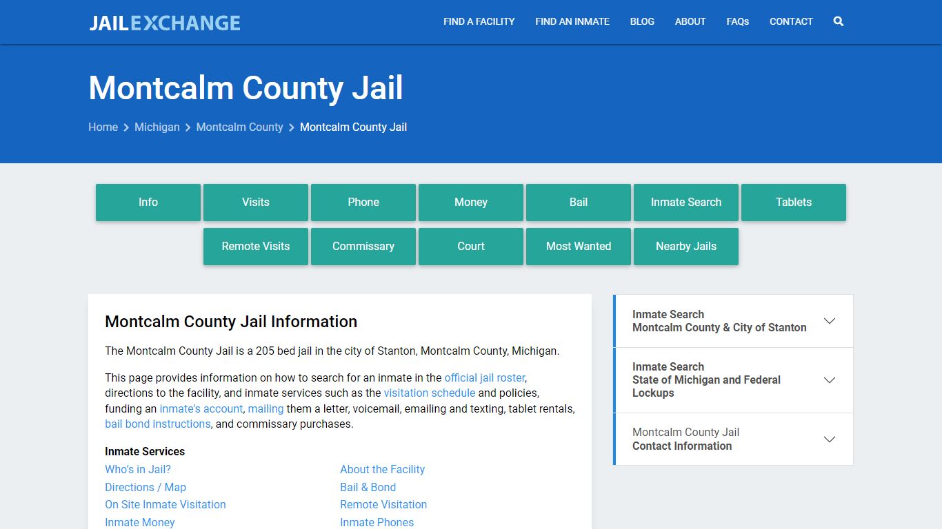Montcalm County Jail, MI Inmate Search & Services